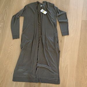 Michael Kors Collection Green Open Cardigan with side slits and pockets